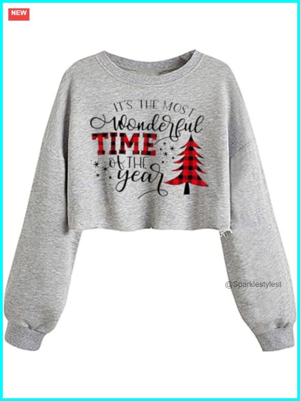 Funny Christmas Graphic Crop Sweatshirt Lantern Sleeve Pullover Top